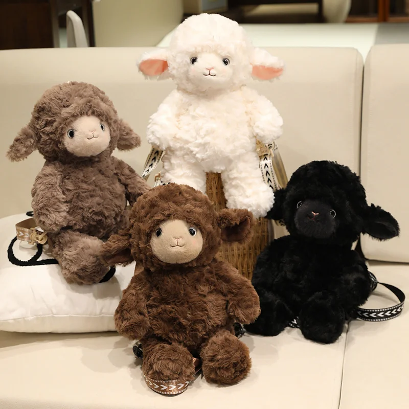 Sac à dos en peluche Kawaii de 40 cm en forme de mouton frisé