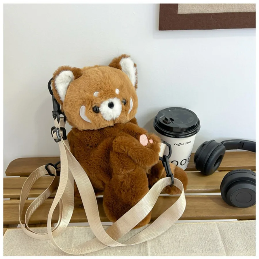 Sac à dos en peluche panda roux – Sac bandoulière doux et mignon – Image 5