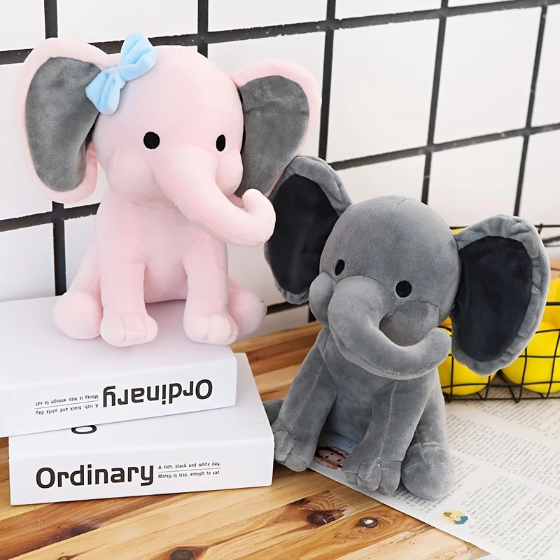 Peluche éléphant rose et gris pour le sommeil et le réconfort. – Image 3
