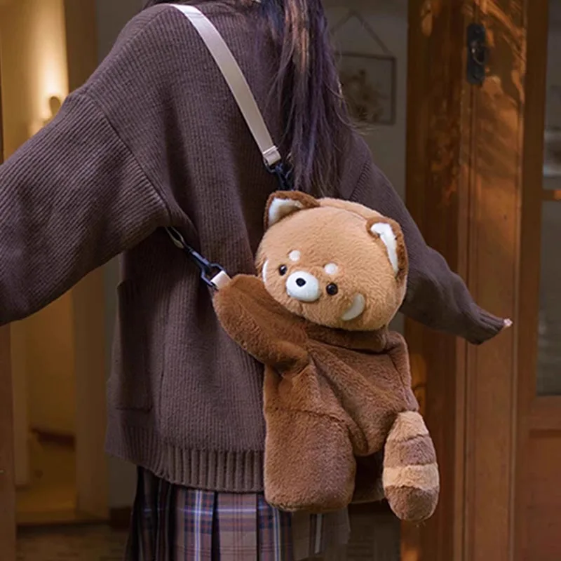 Sac à dos en peluche panda roux – Sac bandoulière doux et mignon – Image 2
