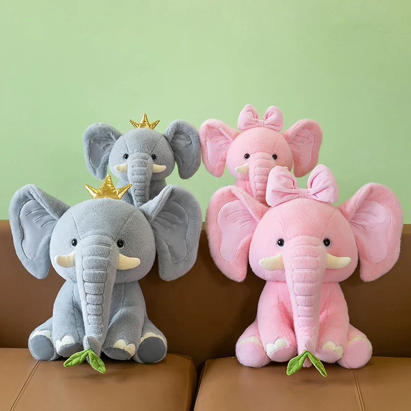 Adorable peluche éléphant gris de 23 cm avec couronne. – Image 4