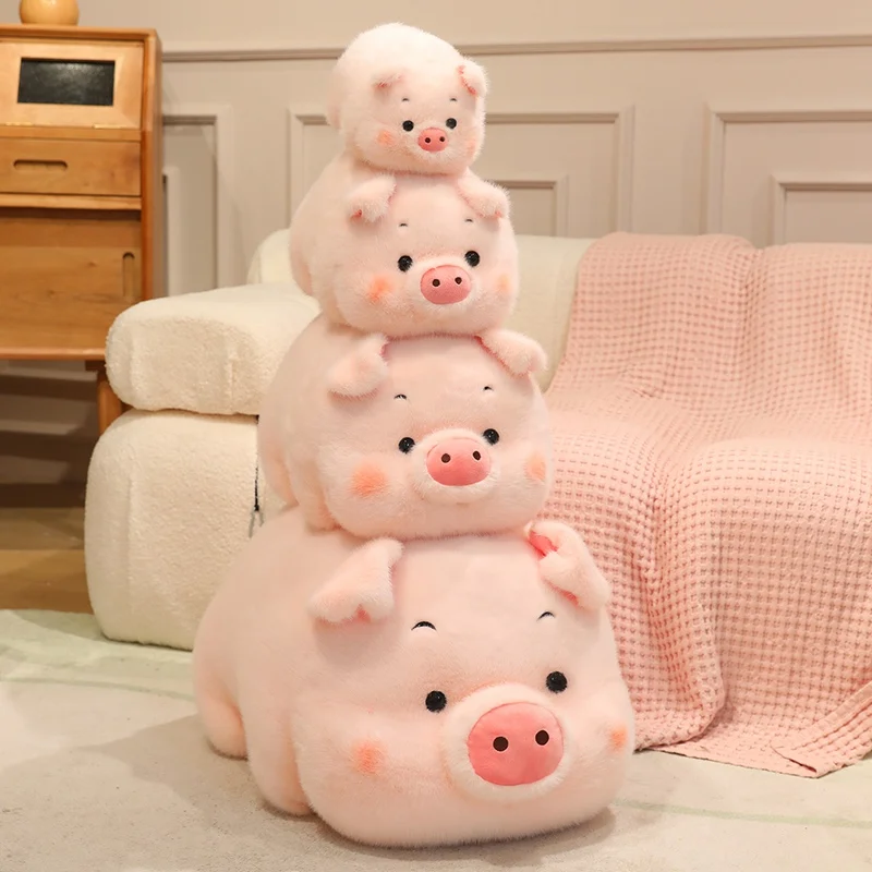 Peluche cochon rose allongé (20-60 cm) – Peluche style kawaii. – Image 6