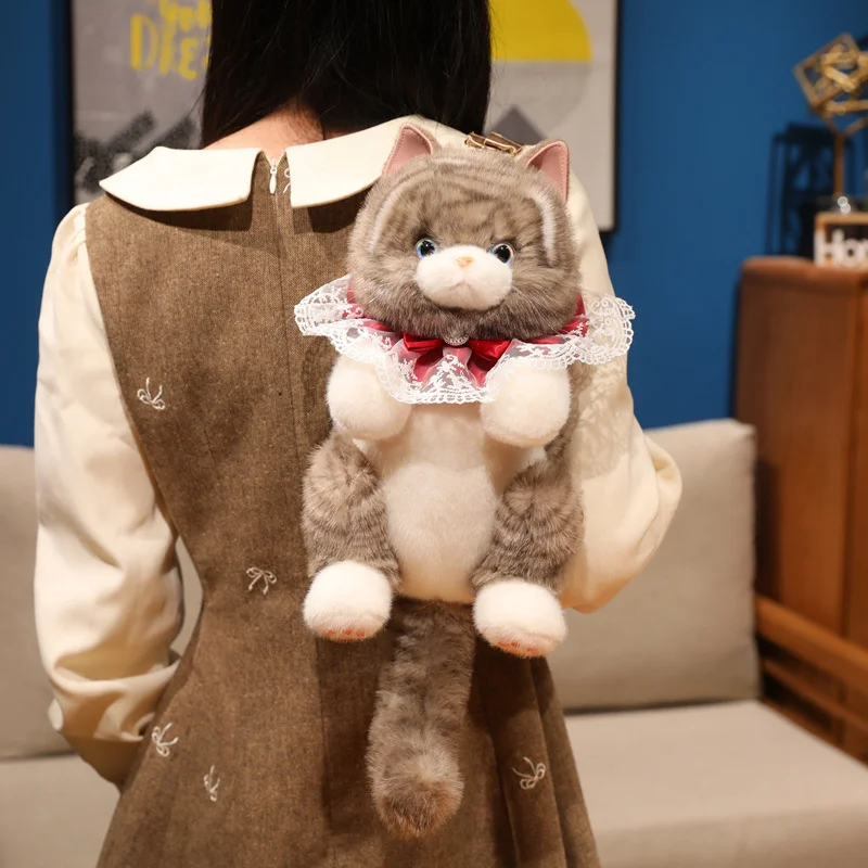 Sac à dos mignon en forme de chat Ragdoll (peluche) – Image 6