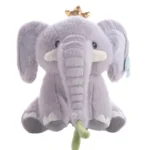 Cadeau pour enfant : adorable peluche éléphant avec couronne.