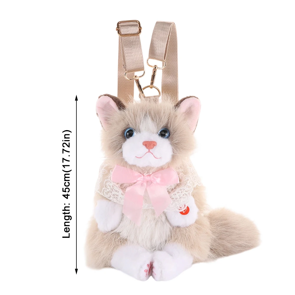 Nouveau sac à dos pour enfant en forme de chat réaliste (aspect peluche) – Image 3