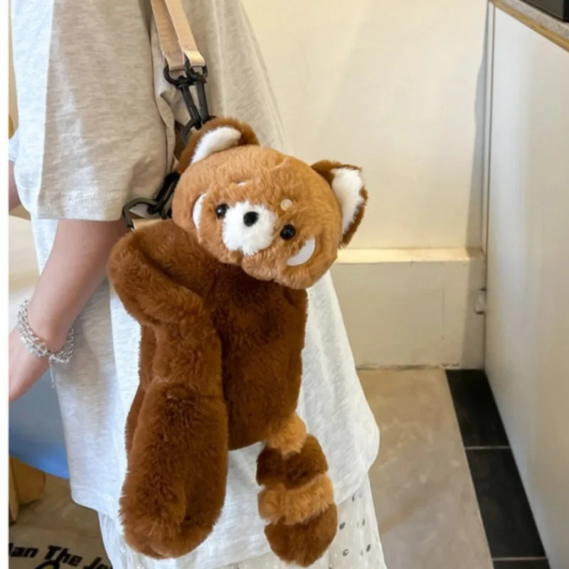 Sac à dos en peluche panda roux – Sac bandoulière doux et mignon – Image 2