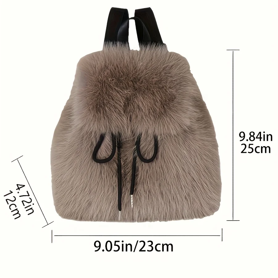 Mini-sac à dos pour femme en fausse fourrure douce – Image 2