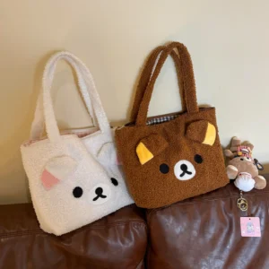 Sac cabas en peluche  pour femme – Sac d'épaule doux et spacieux