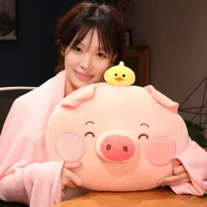 Coussin-couverture cochon (peluche 2-en-1)
