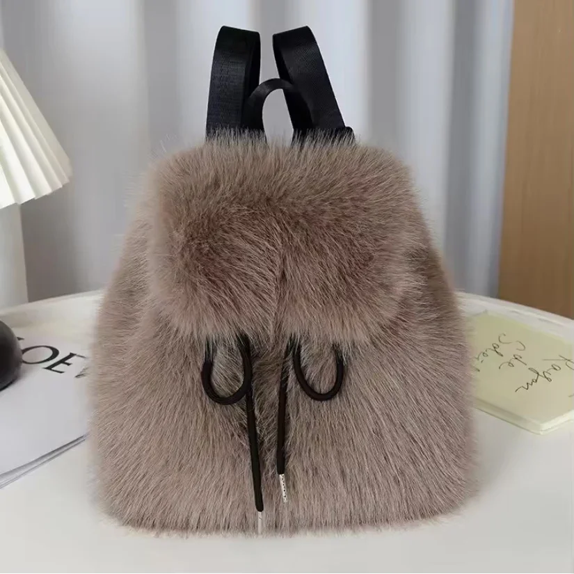Sac à dos décontracté en fausse fourrure pour femme (modèle 2026) – Image 8