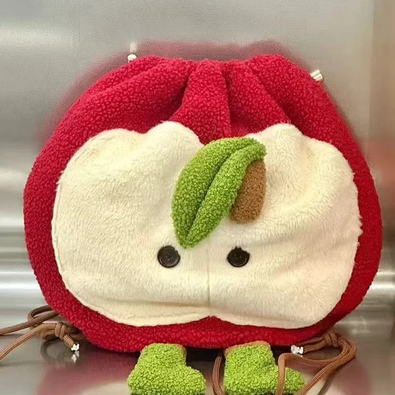 Sac d'ordinateur en peluche mignon en forme de pomme – Image 5