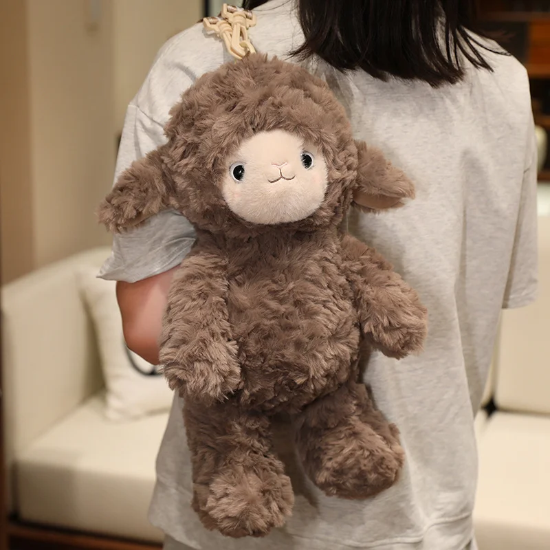 Sac à dos en peluche Kawaii de 40 cm en forme de mouton frisé – Image 4
