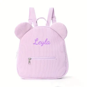 Mini-sac à dos mignon avec oreilles d'ours – Velours côtelé et peluche