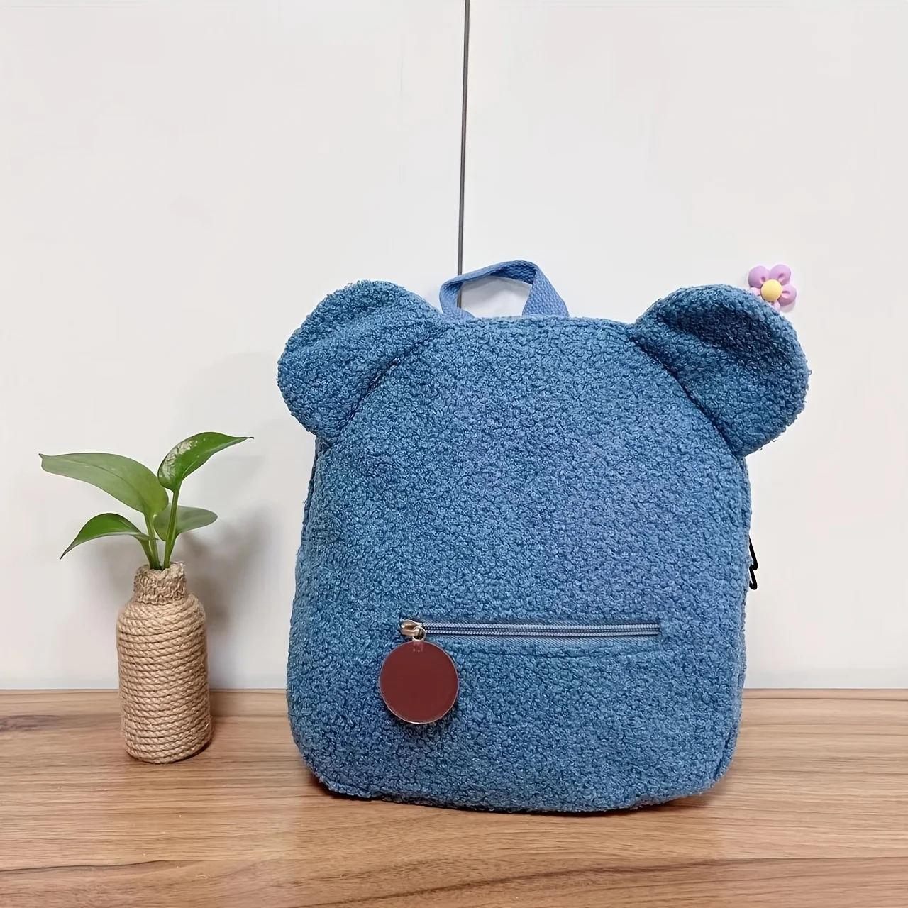 Mini-sac à dos mignon avec oreilles d'ours – Velours côtelé et peluche – Image 6