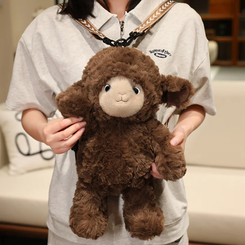 Sac à dos en peluche Kawaii de 40 cm en forme de mouton frisé – Image 8