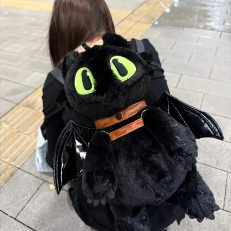 Sac à dos peluche dragon noir style Kawaii/Anime (drôle et mignon) – Image 4