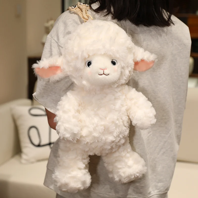 Sac à dos en peluche Kawaii de 40 cm en forme de mouton frisé – Image 3