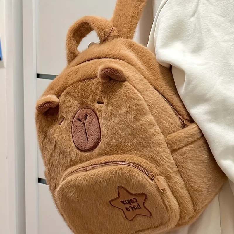 Sac à dos en peluche Capybara de grande capacité