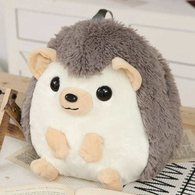 Sac à dos en peluche hérisson, doux et mignon – Sac d'école confortable – Image 2