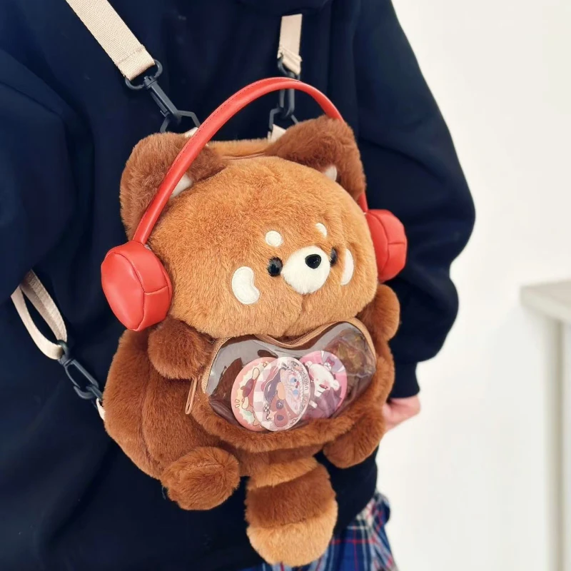 Sac à dos en peluche panda roux, mignon et tendance – Image 2