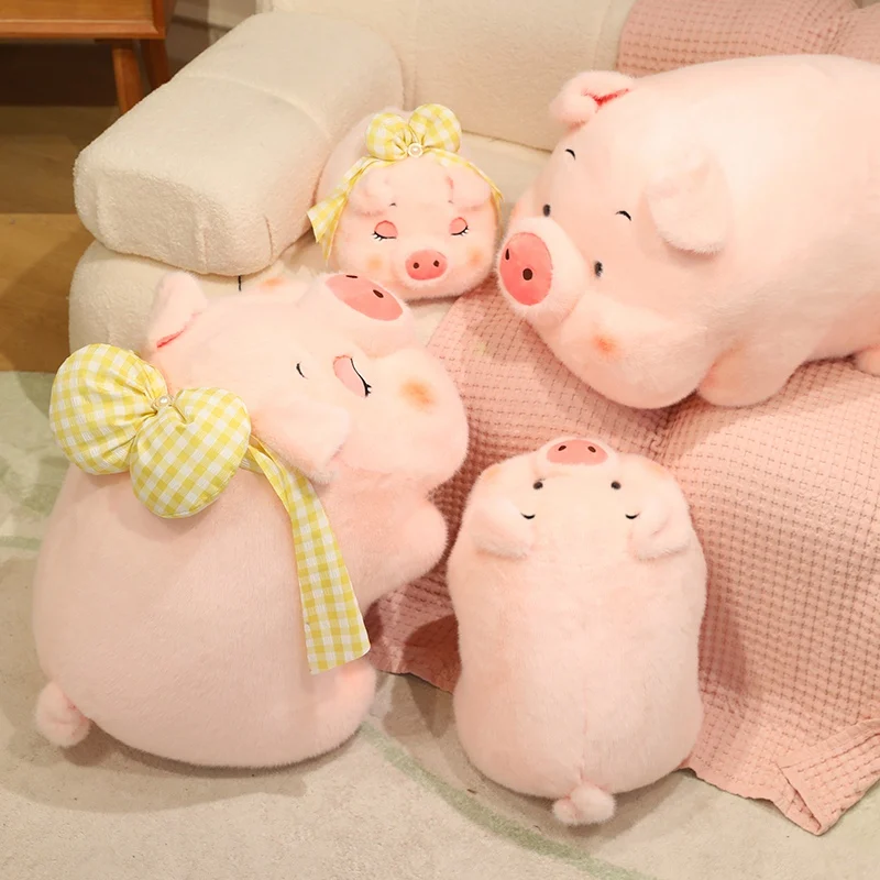 Peluche cochon rose allongé (20-60 cm) – Peluche style kawaii. – Image 4