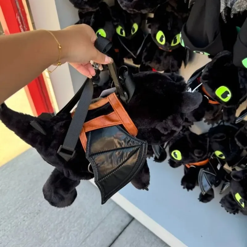Sac à dos peluche dragon noir style Kawaii/Anime (drôle et mignon) – Image 3