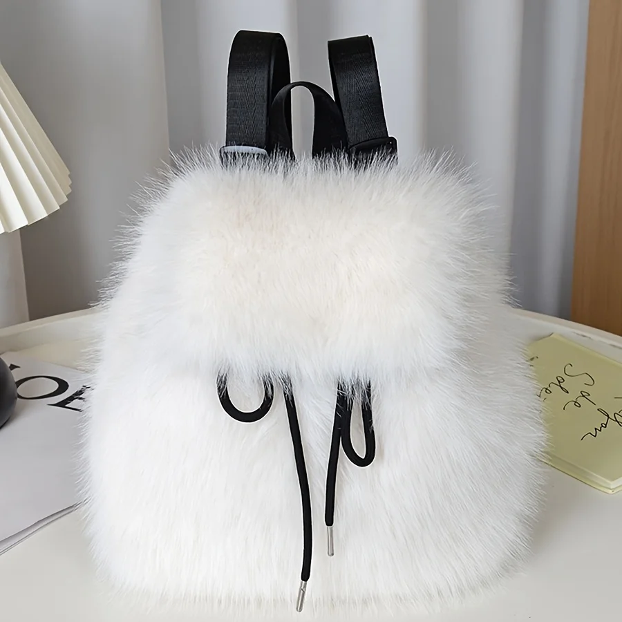 Mini-sac à dos pour femme en fausse fourrure douce – Image 8