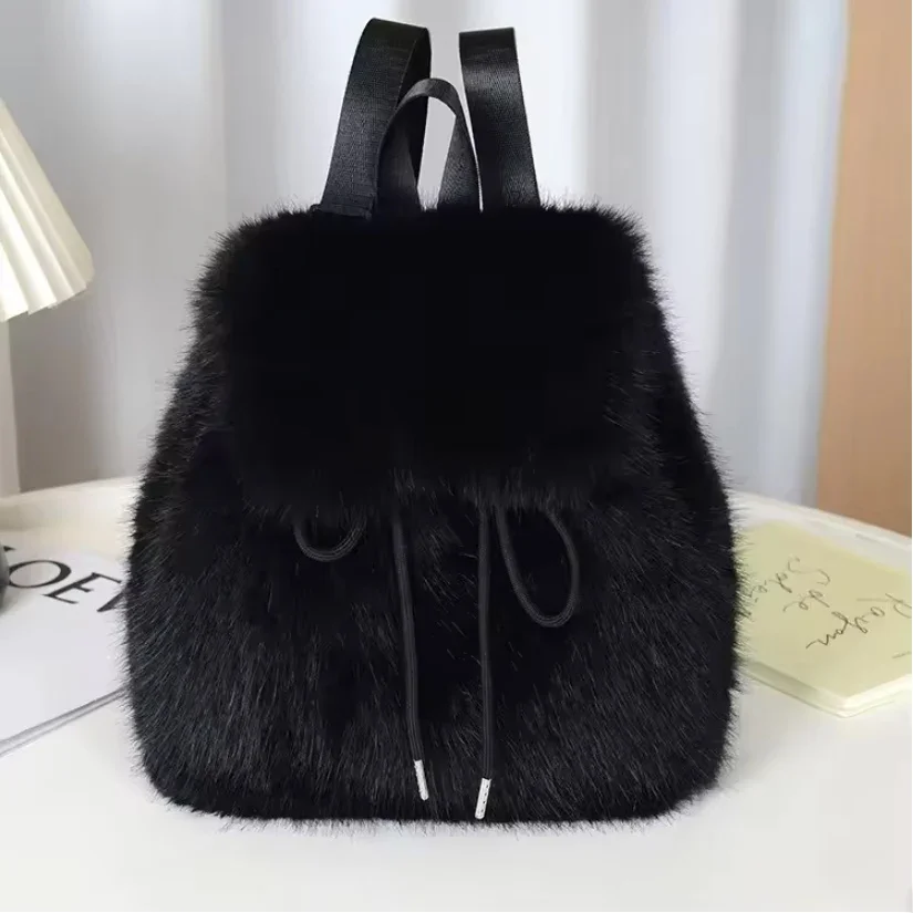 Sac à dos décontracté en fausse fourrure pour femme (modèle 2026) – Image 6