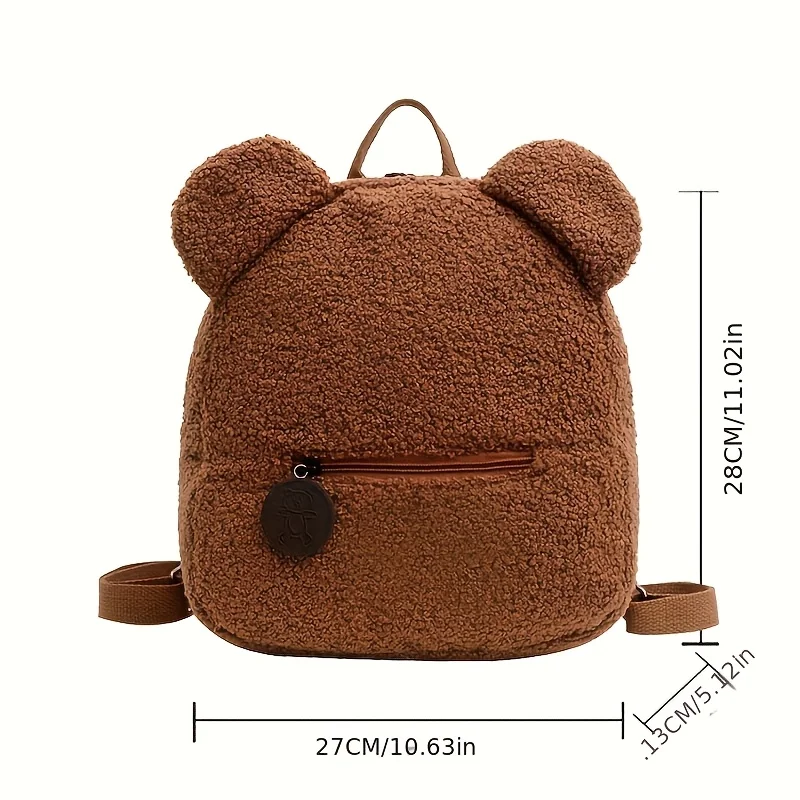 Mini-sac à dos mignon avec oreilles d'ours – Velours côtelé et peluche – Image 2