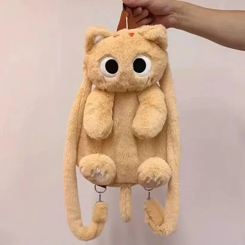Sac à dos en peluche Kawaii (35-40 cm) en forme de chat aux grands yeux – Image 3