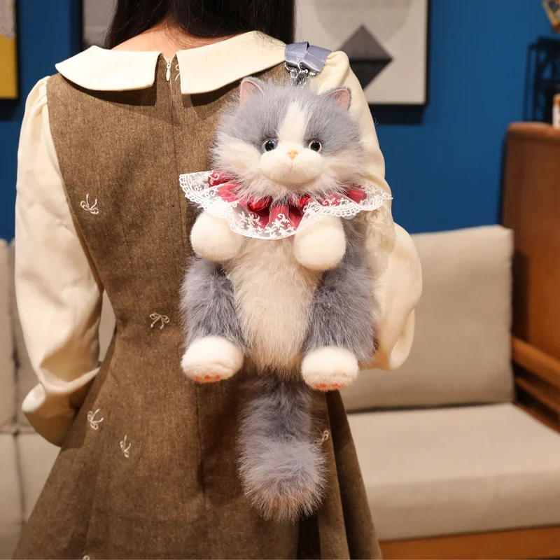 Sac à dos mignon en forme de chat Ragdoll (peluche) – Image 2