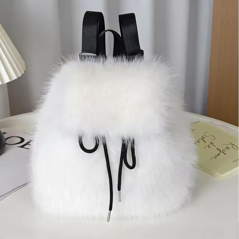 Sac à dos décontracté en fausse fourrure pour femme (modèle 2026) – Image 7