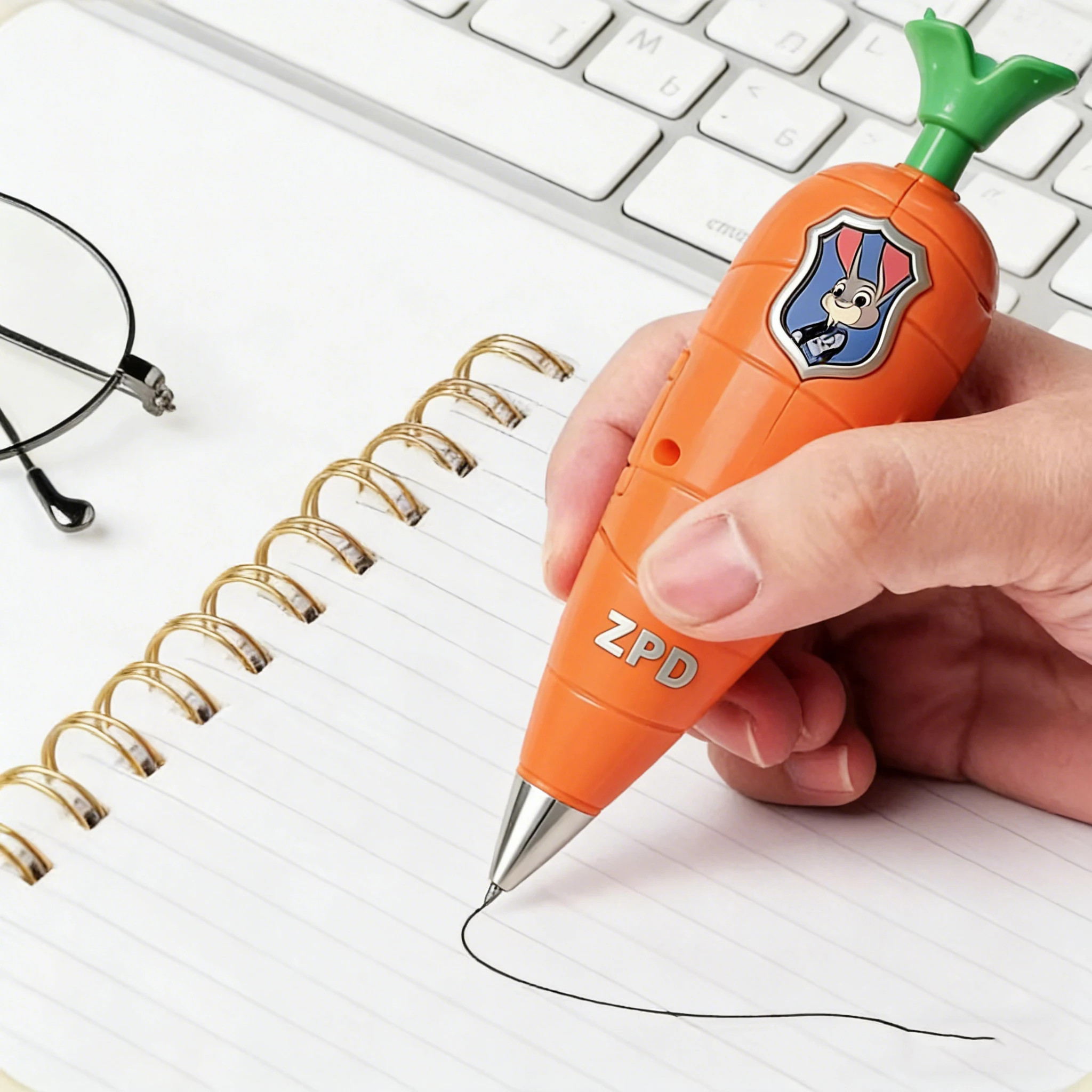 Tour de cou et stylo enregistreur en forme de carotte
