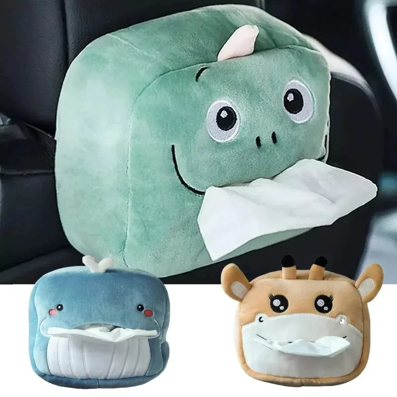 Boîte à mouchoirs pour voiture en forme d'animal en peluche mignon. – Image 3