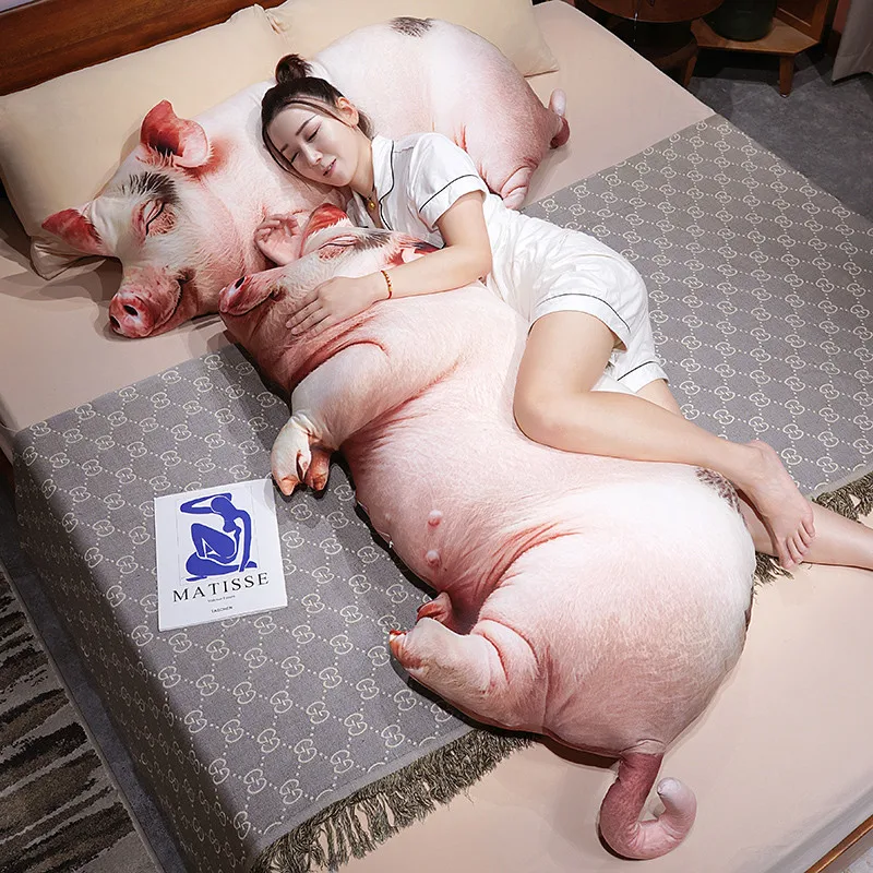 Coussin long réaliste en forme de cochon (effet 3D). – Image 3