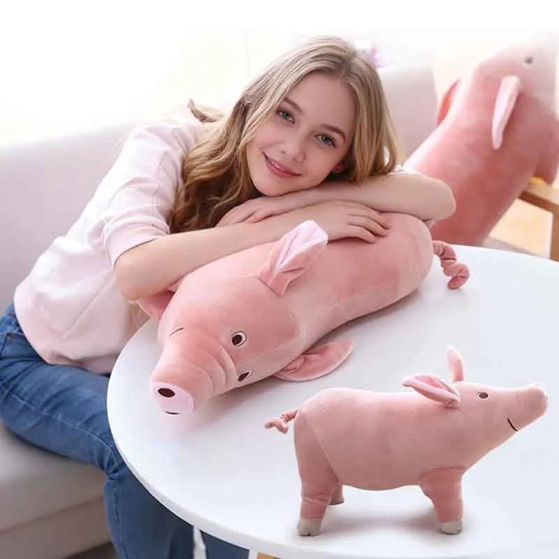 Peluche cochon style dessin animé, réaliste et mignonne (14/40 cm).