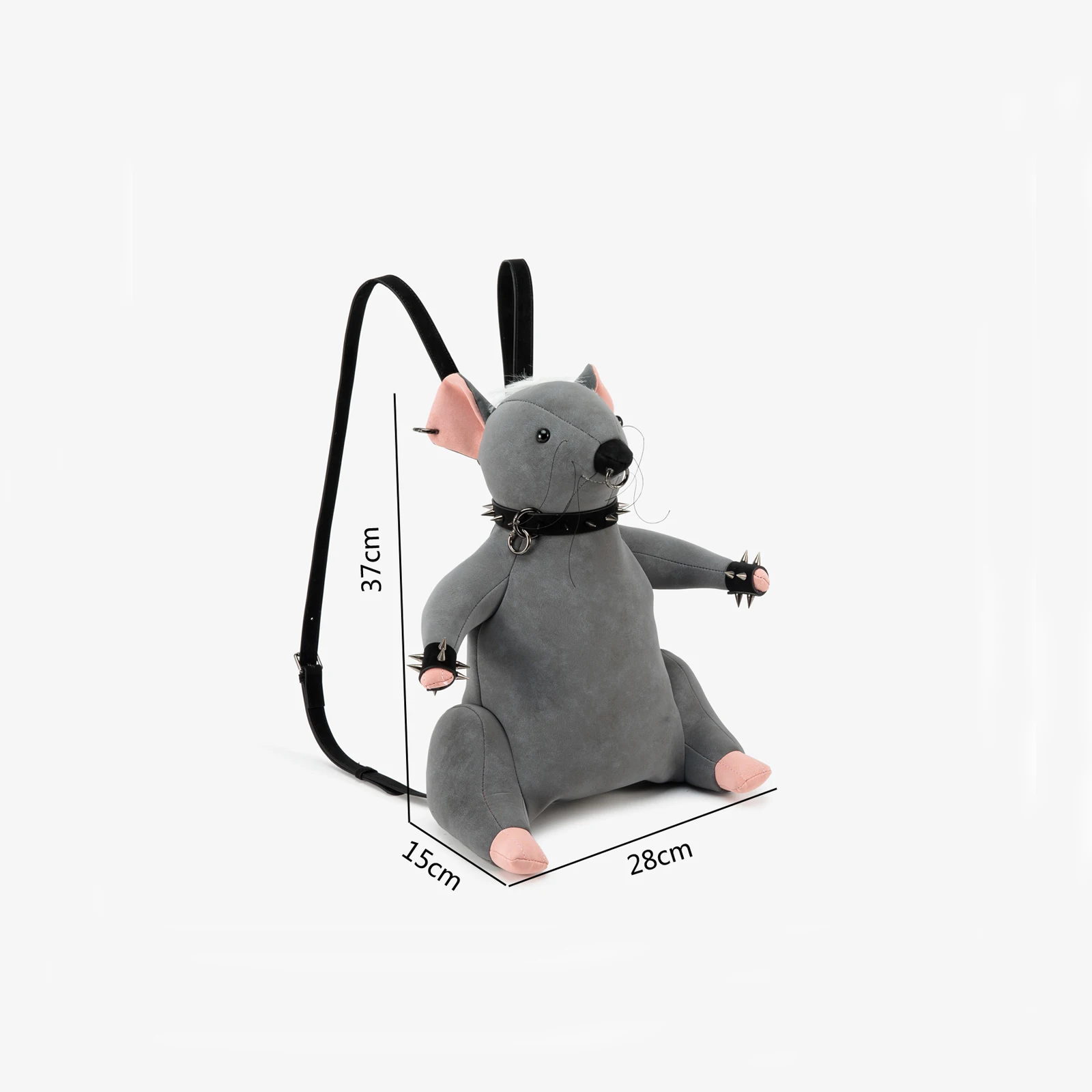 Sac à dos en peluche « Rat » style gothique punk – Image 2