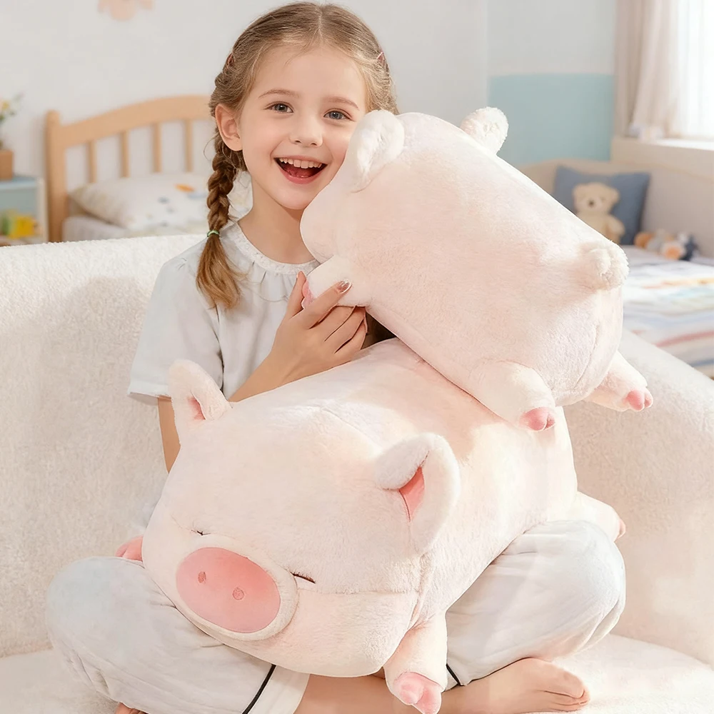 Peluche cochon rose tout doux, adorable coussin – Image 2