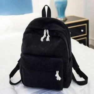 Sac à dos unisexe style universitaire en velours léger, grande capacité
