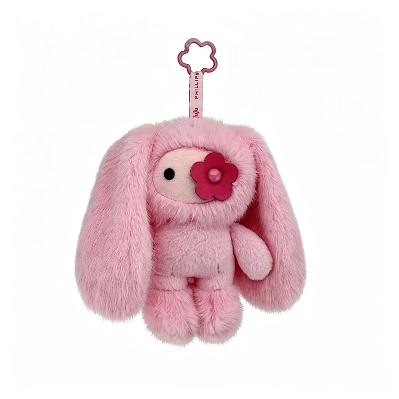 Porte-clés peluche JUJU Bunny – Lapin en peluche aux yeux fleuris – Image 2