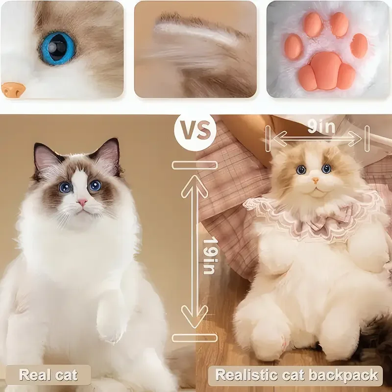 Adorable sac à dos chat en peluche pour femme – Sac tendance polyvalent – Image 2