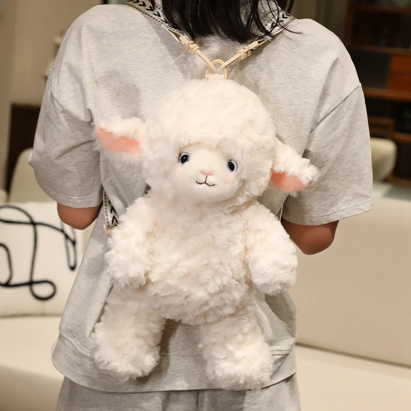 Sac à dos en peluche Kawaii de 40 cm en forme de mouton frisé – Image 7