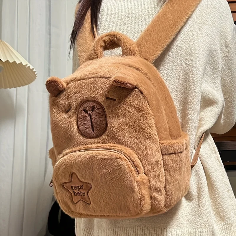 Sac à dos en peluche Capybara de grande capacité – Image 2