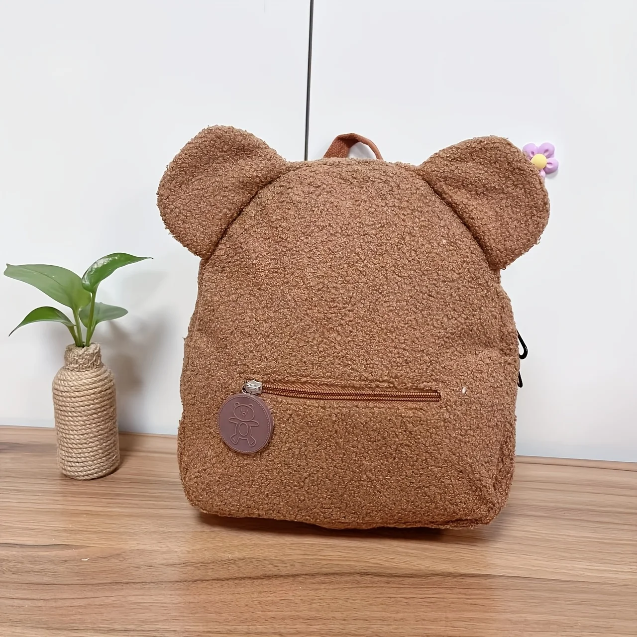 Mini-sac à dos mignon avec oreilles d'ours – Velours côtelé et peluche – Image 12
