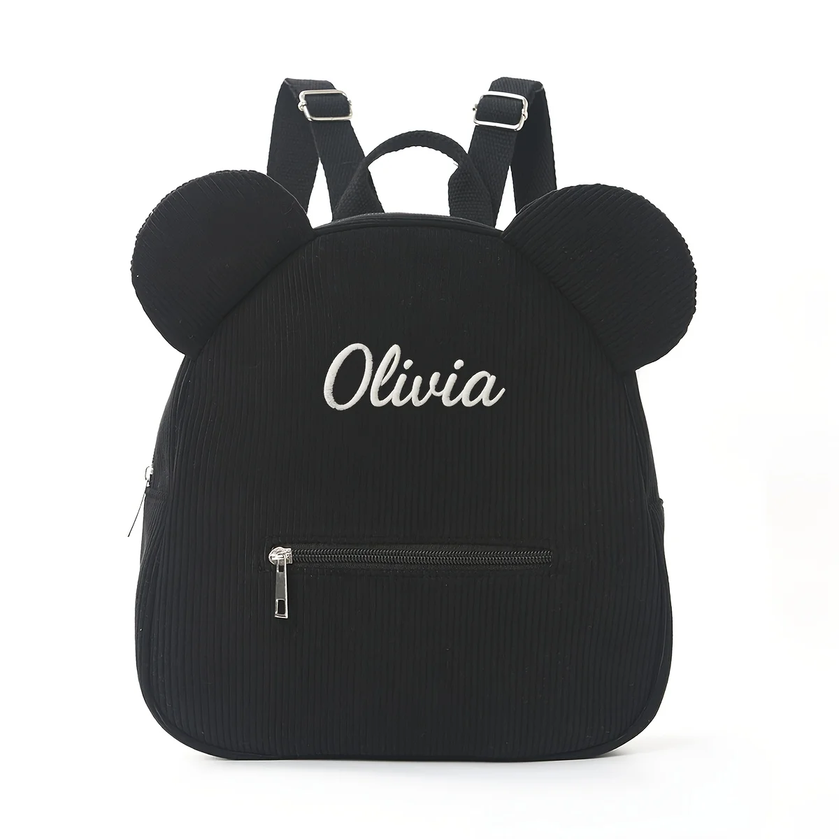 Mini-sac à dos mignon avec oreilles d'ours – Velours côtelé et peluche – Image 10