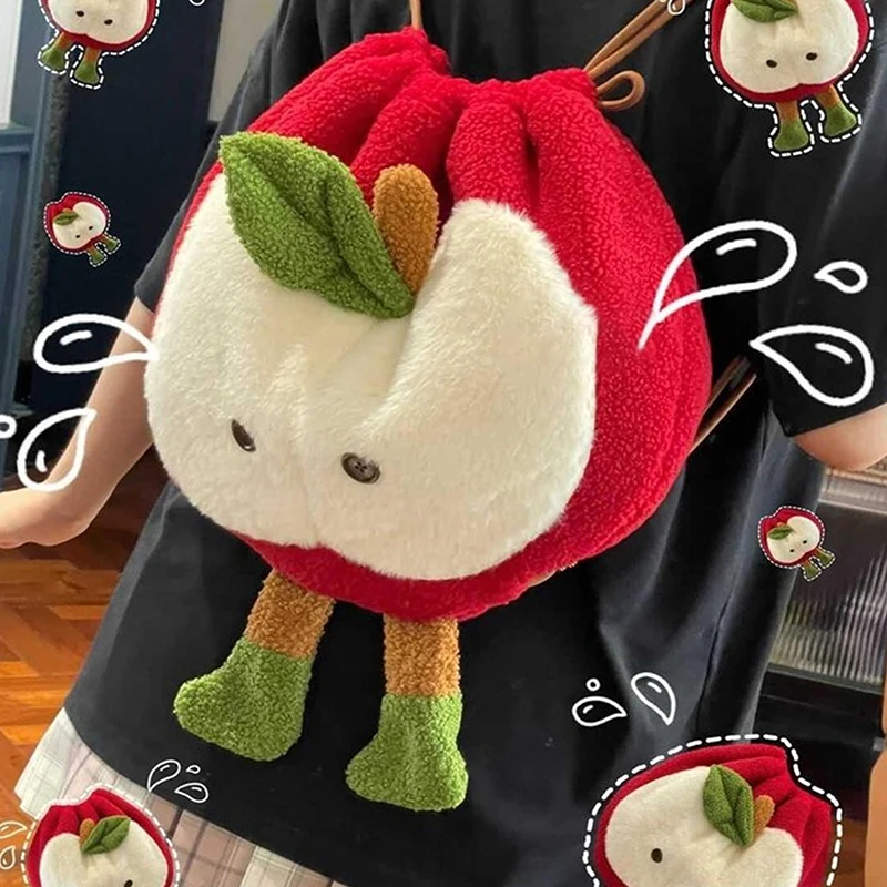 Sac d'ordinateur en peluche mignon en forme de pomme – Image 2