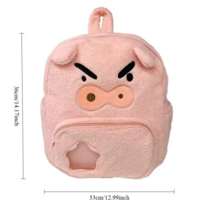 Sac à dos en peluche « Cochon rose en colère »