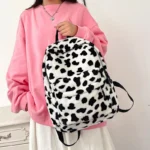 Sac à dos en peluche motif léopard