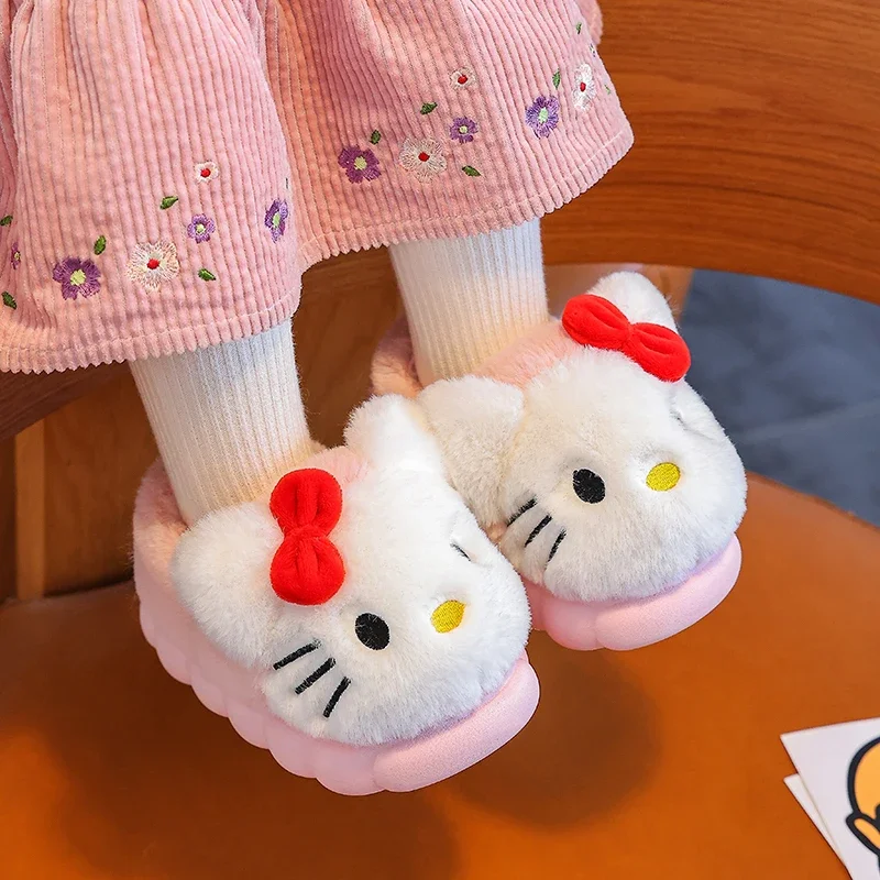 Chaussons en peluche plats et mignons pour enfants – Image 3