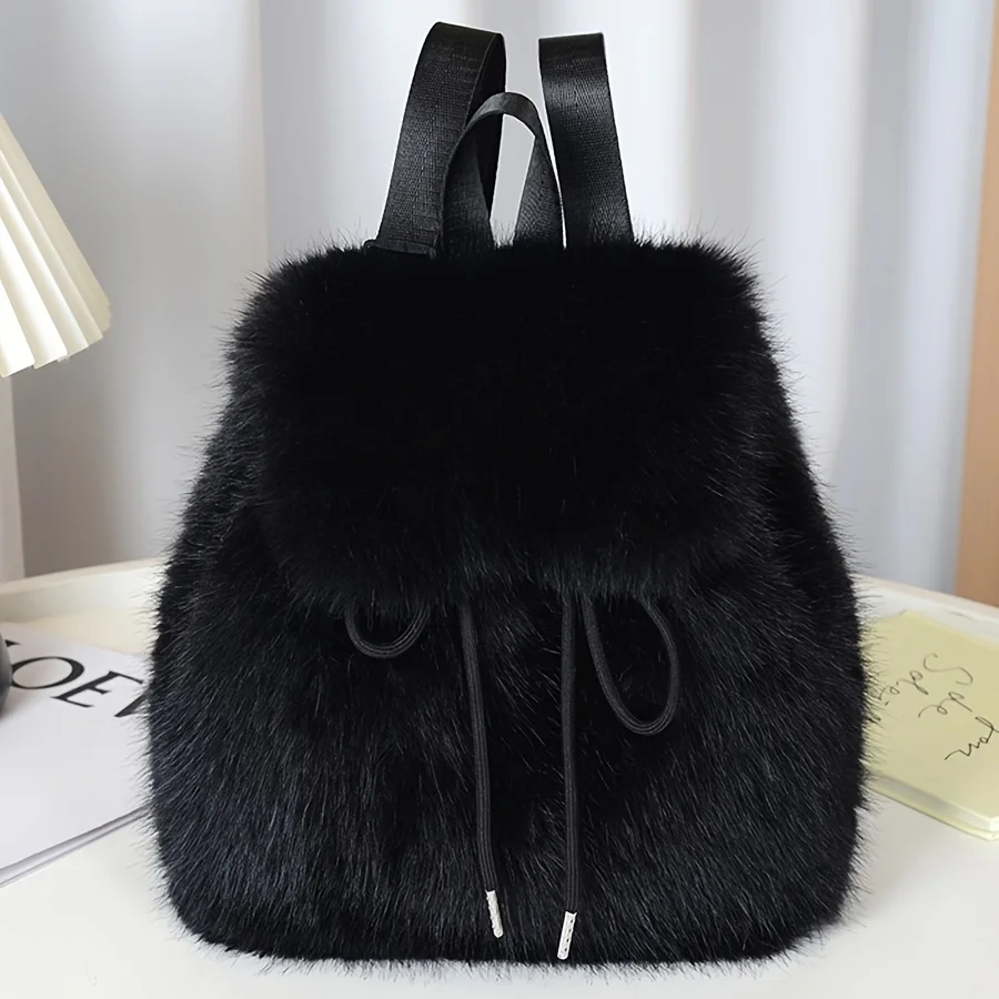 Mini-sac à dos pour femme en fausse fourrure douce – Image 12